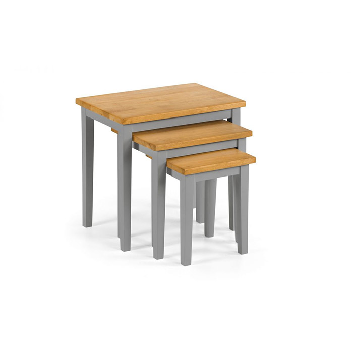 Cleo Nest Of Tables In Tone Grey & Oak - Click Image to Close